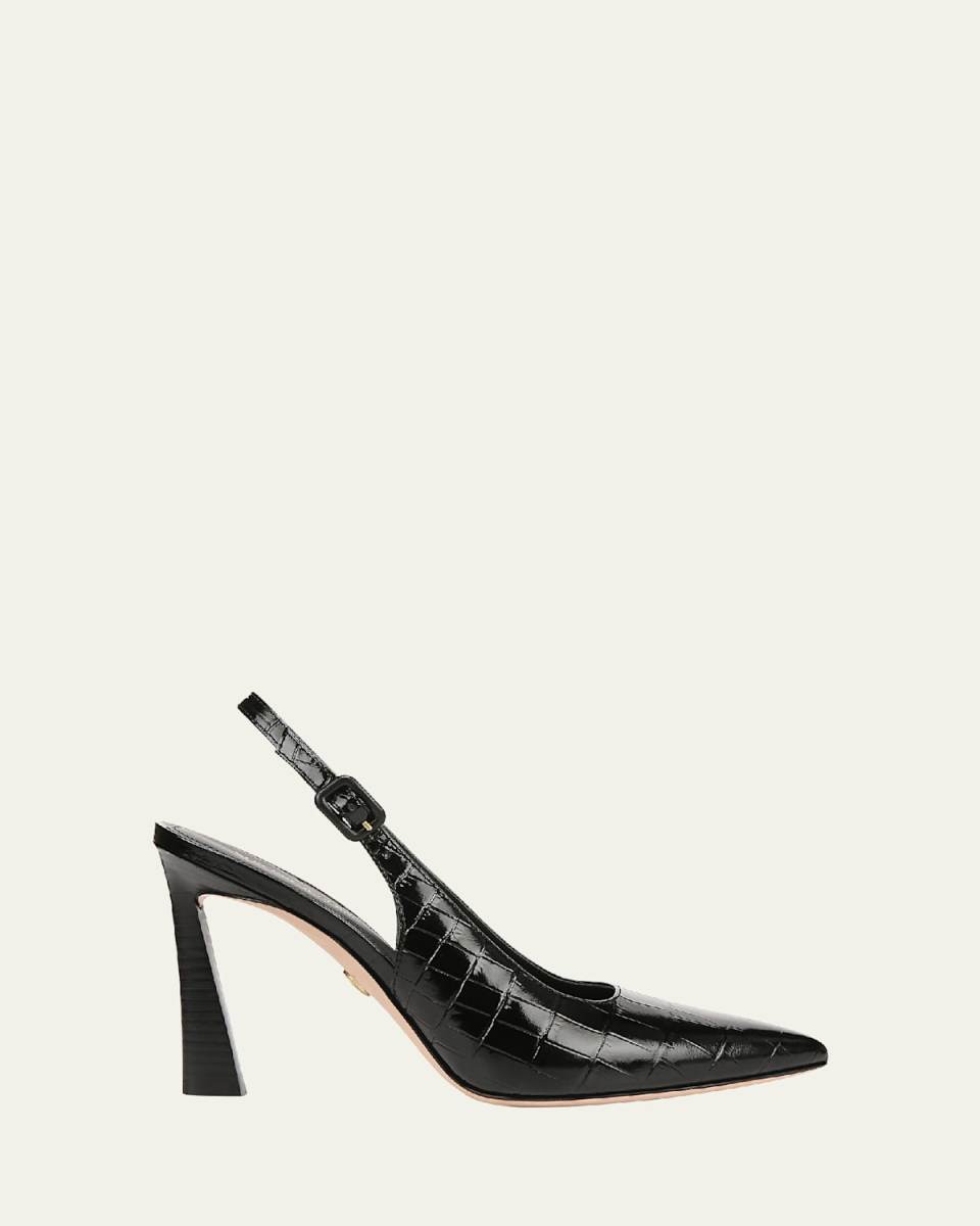 Callie Leather Cap-Toe Slingback Pumps